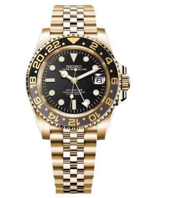 SEIKO GMT MASTER 2 SWISS MOVEMENT LIKE AUTO BUTTERFLY LOCK 1015
