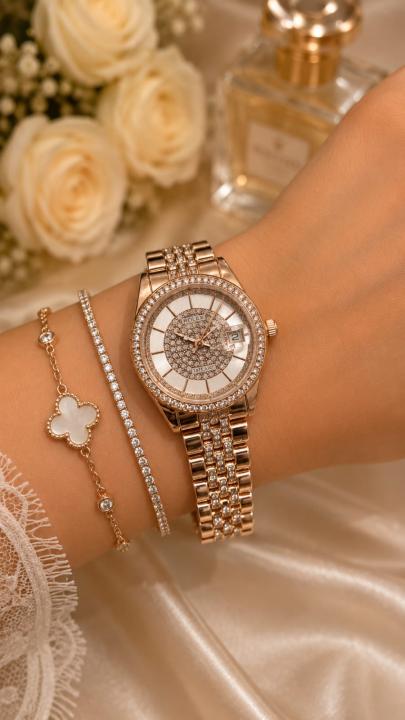 Roleex Women Oyster Perpetual Rosegold White