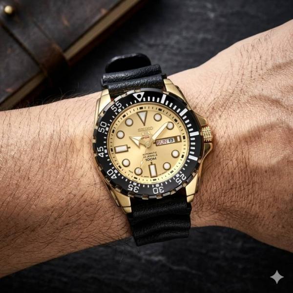 Seiko Diver Sports 5 Quartz Black Yellow