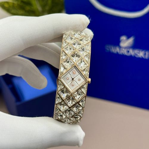 Swarovski Curiosa Bangle Watch Silver Rose Gold