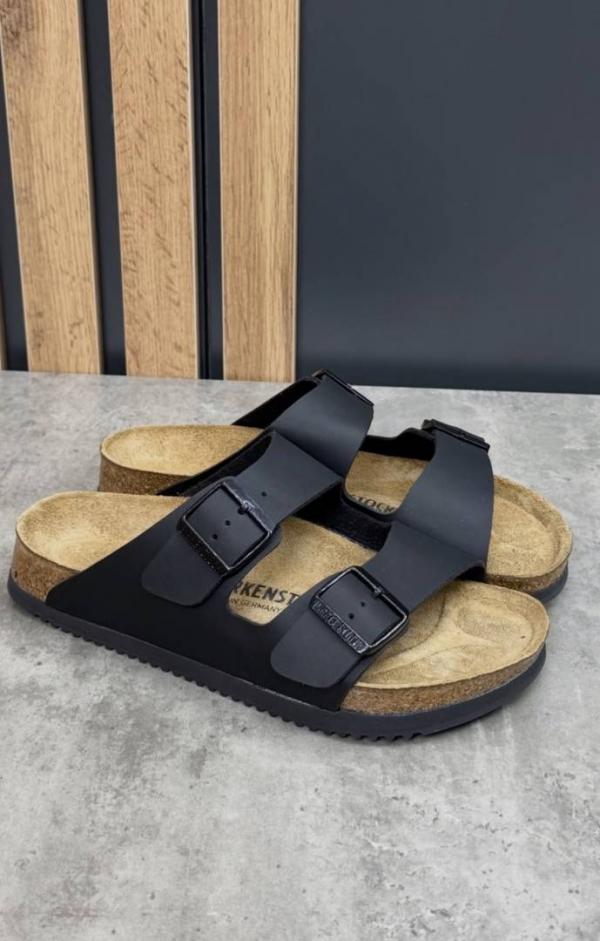 Birkenstock Arizona Black Leather with sole branding fix(539)