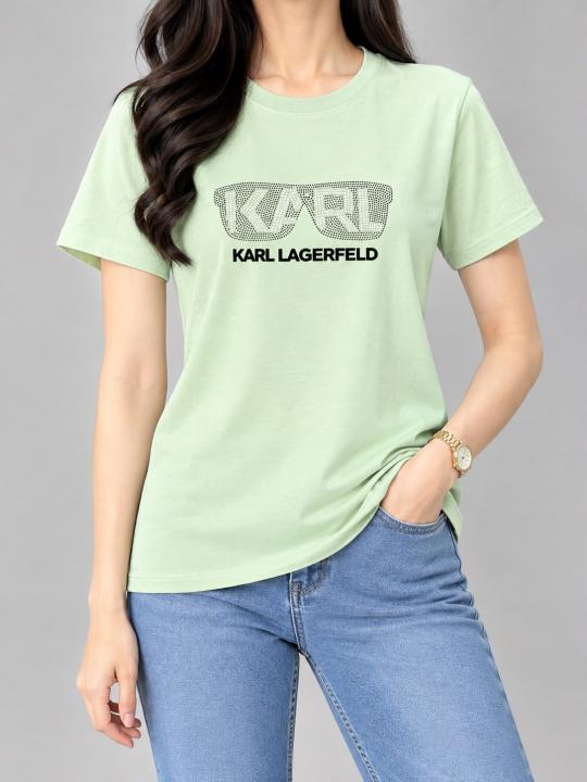 Karl Lagerfeld Green Round Neck Premium Printed T-shirt F5162-GR