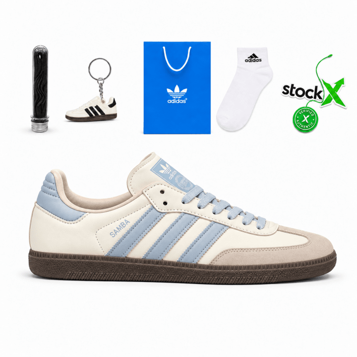 Adidaas Samba White Wonder Blue Mens With All Accessories