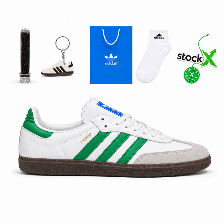 Adidaas Samba White Green Womens With All Accessories