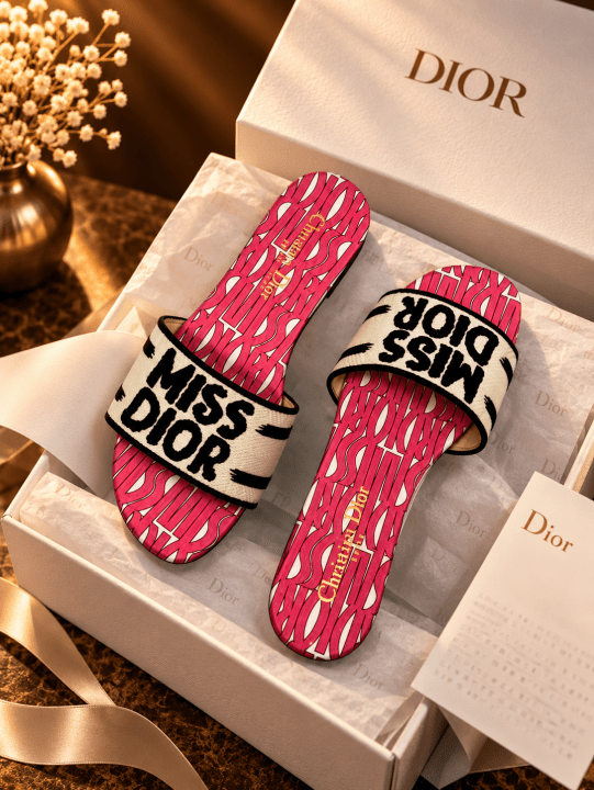 Miss Dioor Premium Dway Slide With OG Box & Carry Bag (Pink - 1060)