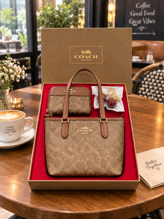 Coatch signature canvas mini tote gift set With Box premium quality