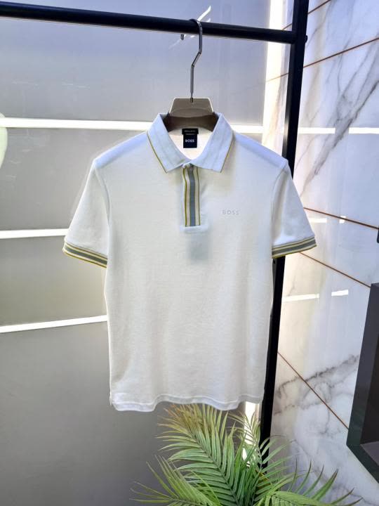 Hugo Bos White Collar Neck Premium Polo T-shirt F5074-W1