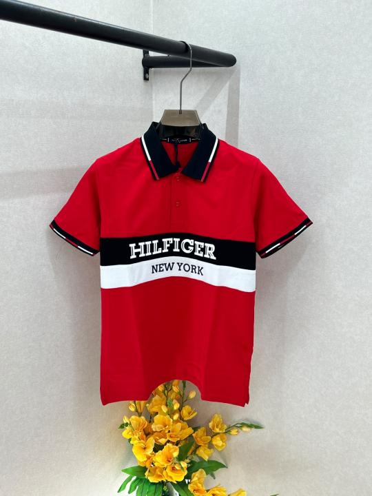 Tomm_Hilfiger Red Premium Caller Neck Polo T-shirt With Brand Box Packing F3859-RE