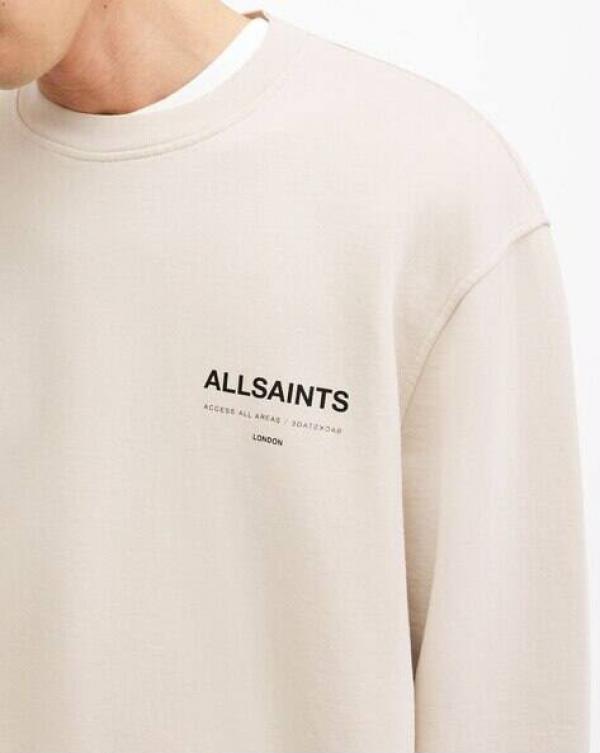 All Saints Chest Logo Back Print Sweatshirt Beige