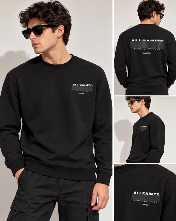All Saints Chest Logo Back Print Sweatshirt Black