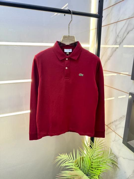 Lacost Marroon Polo Neck Full Sleeves Premium Collar T-shirt F5206-MA