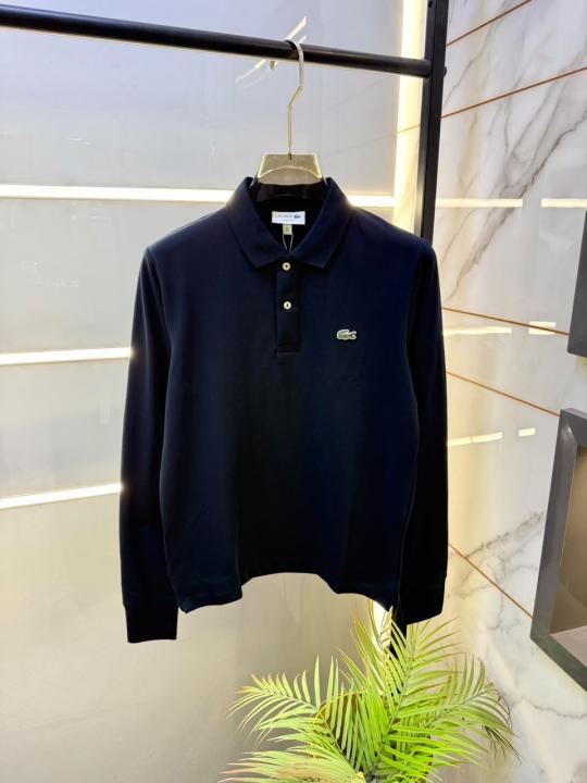 Lacost Navy Polo Neck Full Sleeves Premium Collar T-shirt F5206-NY