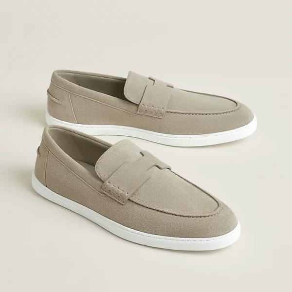 Hermees Job Loafers Noir Beige Fixed