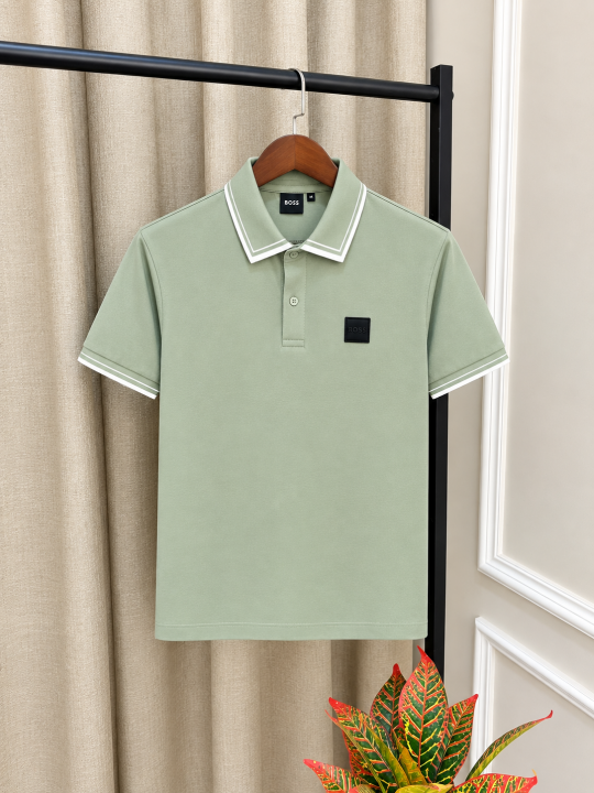 Hugo Bos Olive Green Signature Brand Logo Premium Imported Polo T-Shirt(1571)