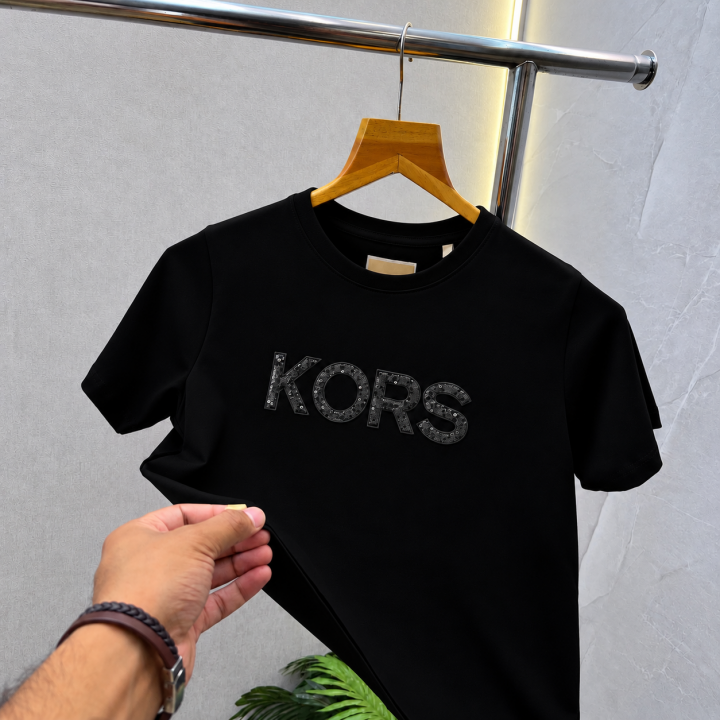 Michae Kors MK Black Women Round Neck Tshirt 585