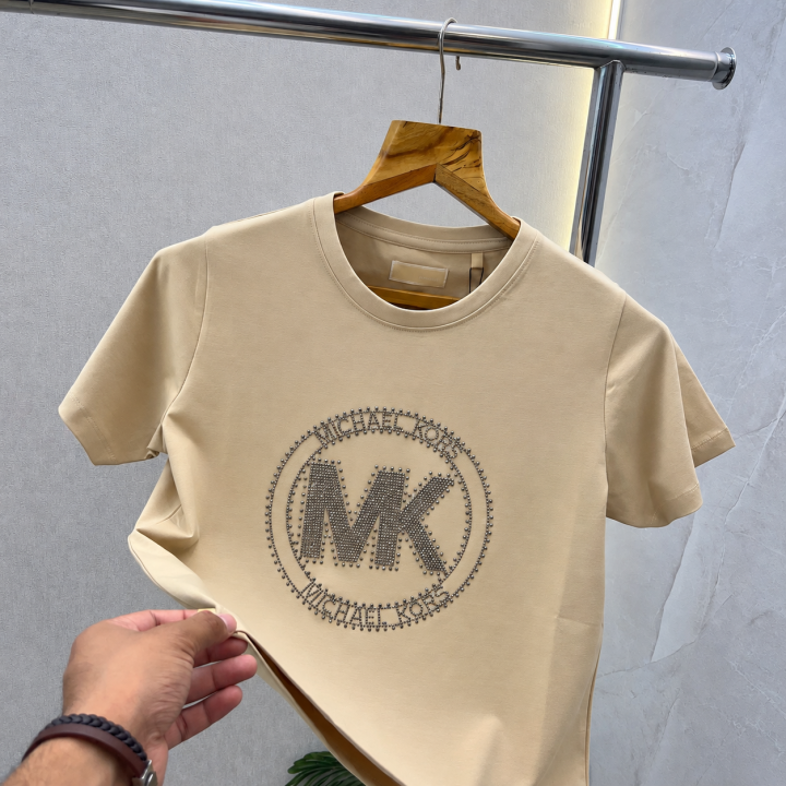Michae Kors MK Beige Women Round Neck Tshirt 585