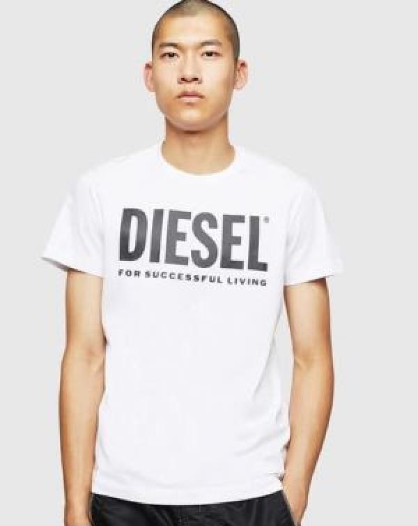 Diesal Middle Brand Print Round Neck T-shirt White