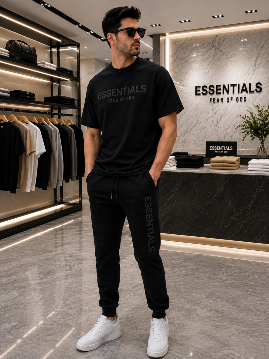 Essential Fear Of God Black Super Premium Track Suit F4016-BL