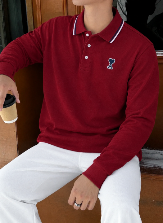 AMI PARIS IMPORTED STORE ARTICLE FULL SLEEVES POLO T-SHIRT