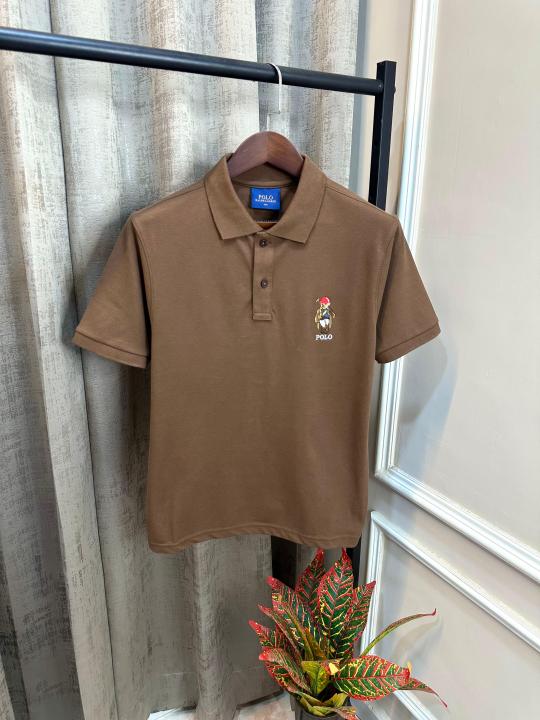 Ralp Lauren Brown Premium Imported Embroidery Teddy Logo Polo T-Shirt(1463)