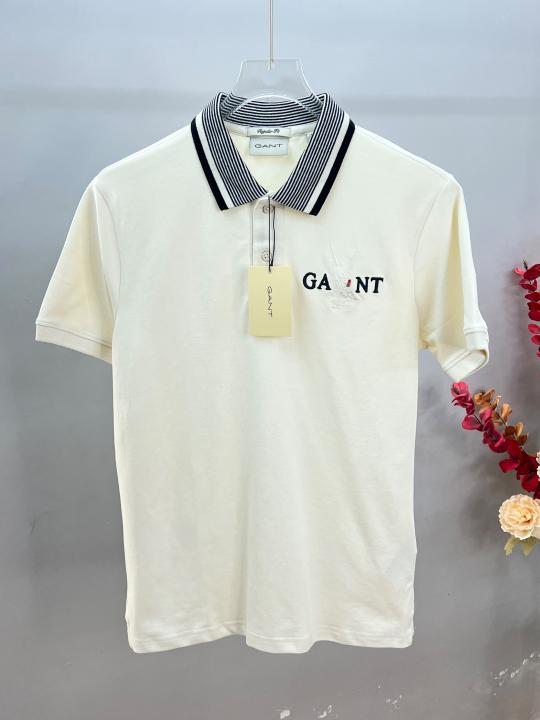 Gant Cream Premium Cotton Pique fabric Polo Tshirt with Collar Design and Embroidered Logo 4274-4436