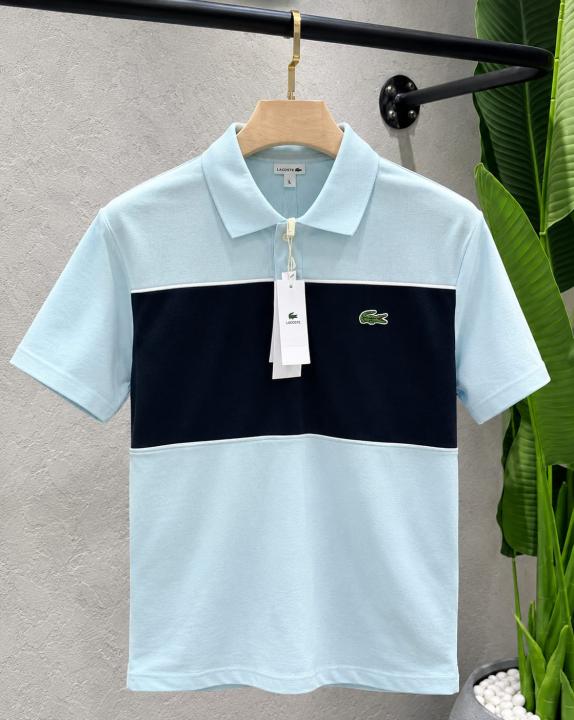 Lacost Sky Premium Cotton Pique fabric Polo Tshirt with Front Design and Embroidered Logo 4490