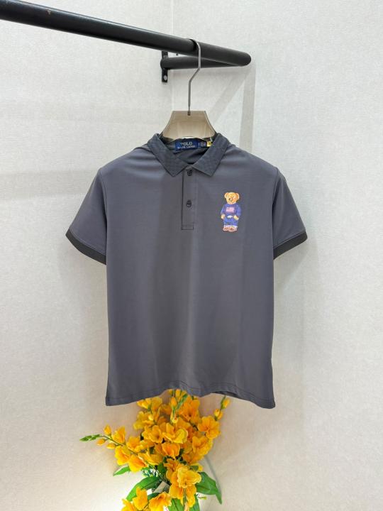 Ralp Lauren Dark Gray Premium Collar Neck Polo T-shirt With Brand Box Packing F4101-DGY