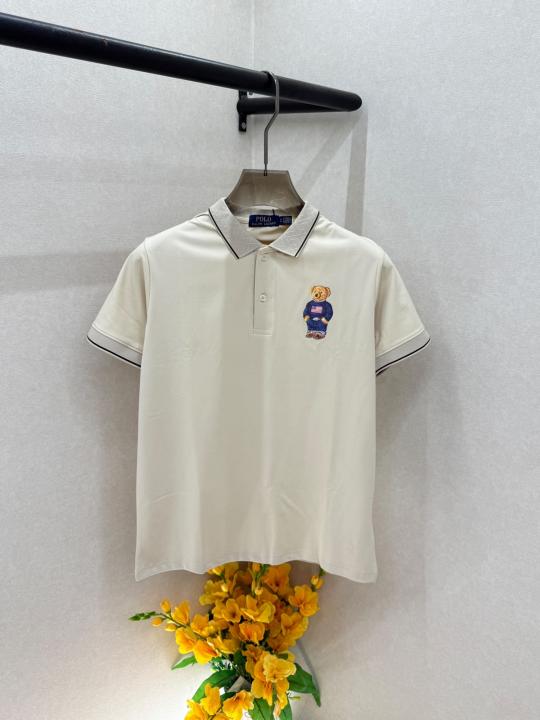 Ralp Lauren Cream Premium Collar Neck Polo T-shirt With Brand Box Packing F4101-CR