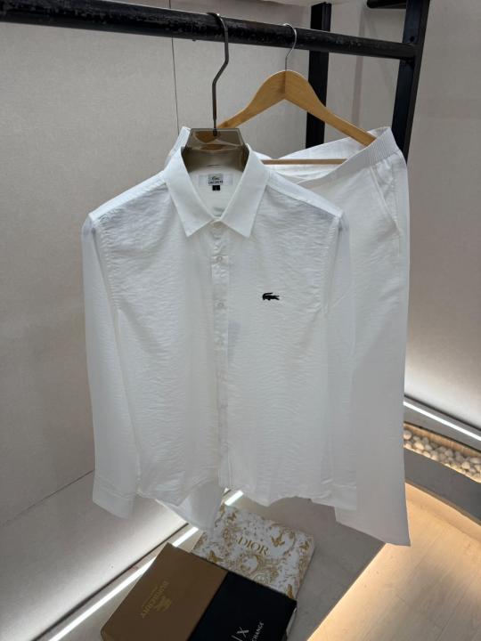 Lacost Imported White Pant Shirt Super Premium Combo F5082-WH