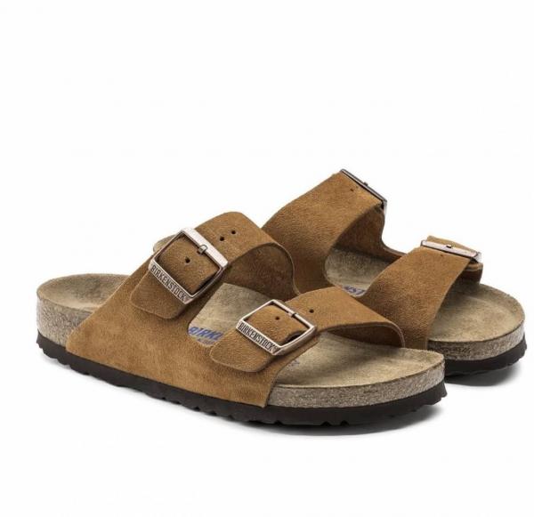 Birkenstock Arizona tan suede fix (546) with sole branding