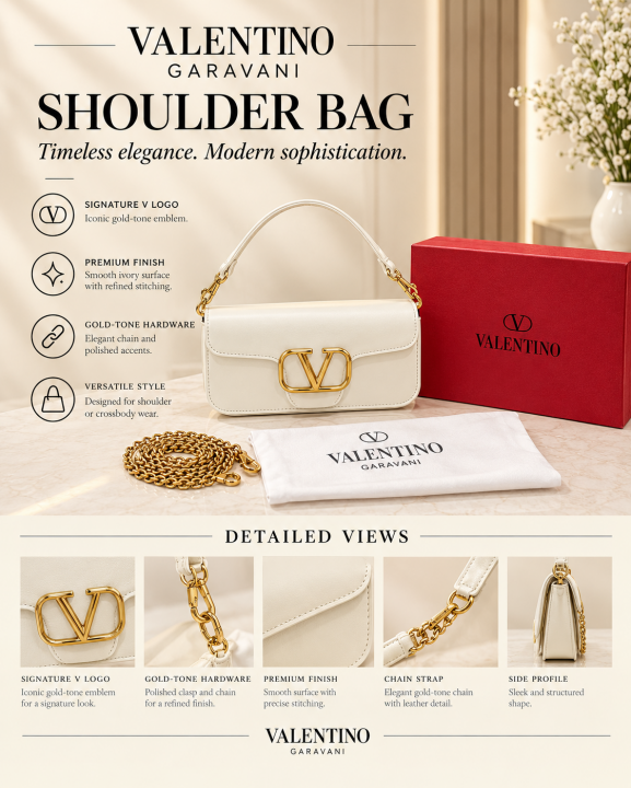 VALENTYNO GARAVANI LOCO WHITE PREMIUM SHOULDER BAG VLOGO WITH OG BOX PACKING