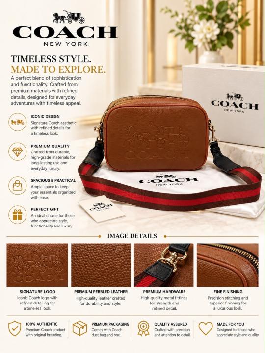 COACCH JES CROSSBODY BAG REFINED PEBBLE LEATHER PREMIUM WITH OG BOX