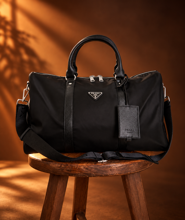 Pradda Saffiano Premium Duffle Bag With Dust Bag (Black - 1138)