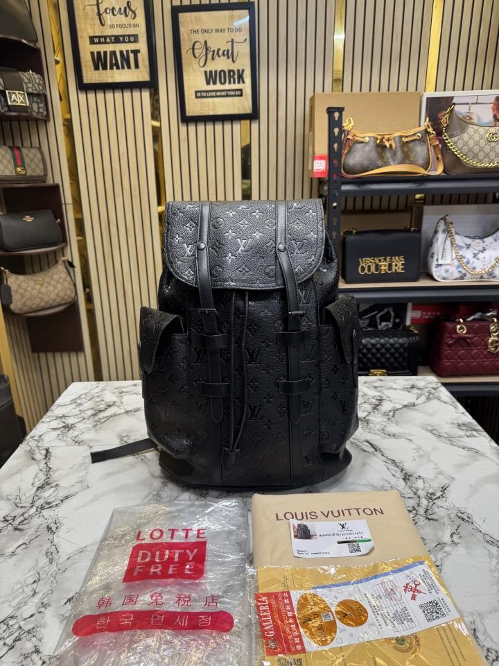 Louiis Vuitton Christopher Taurillon Leather Backpack (Black Embossed)