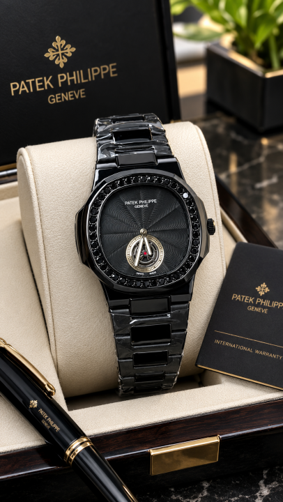 Patek philipe all black diamond watch