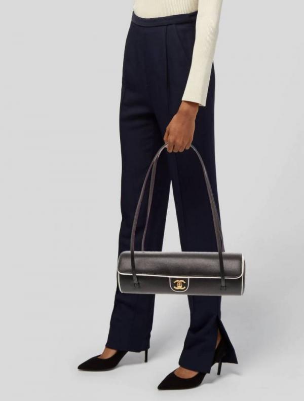 Chennel 2026 Large Preppy Bowling Bag with box 1012
