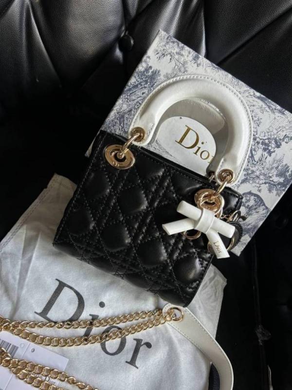 Diyor mini lady diyor bag with chain two tone with box 1014