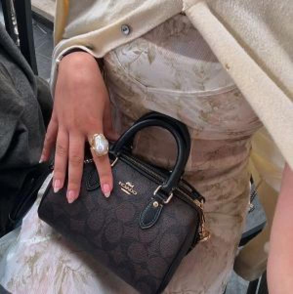 Coatch Rowan Mini Satchel in signature canvas features a distinctive tan monogram print and leather trim Bag with Box premium quality