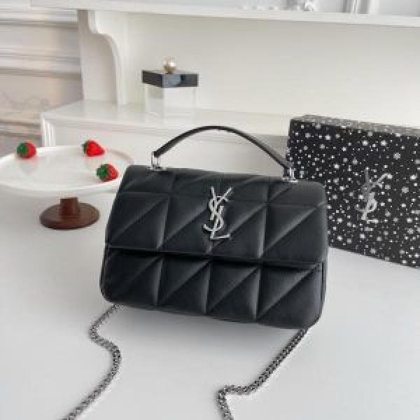 YSL quilted shoulder bag features a striking silver interlocking YSL monogram centered on its geometric triangular pattern Bag with Double box premium quality