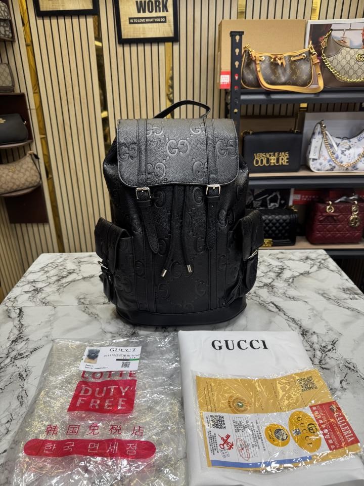 GUCHI GG EMBOSSED PREMIUM BACKPACK WITH OG DUST BAG (LOTTE QUALITY) 321179