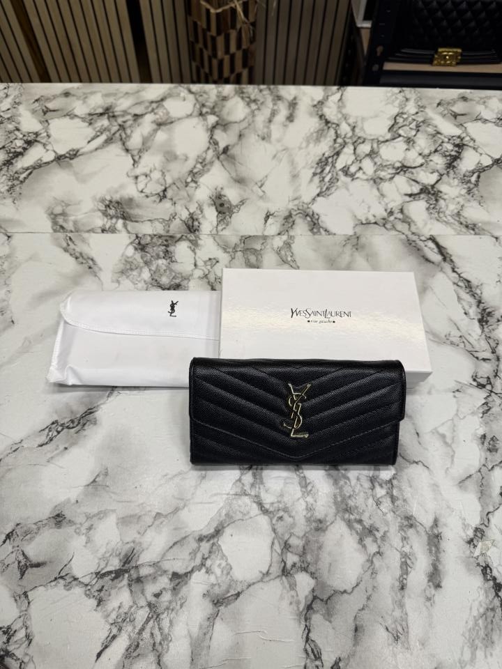 YSL SAINT LAURENT PREMIUM LONG WALLET FOR HER (906) BLACK