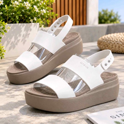 Croccss White and cream Brooklyn Low Wedge Sandals