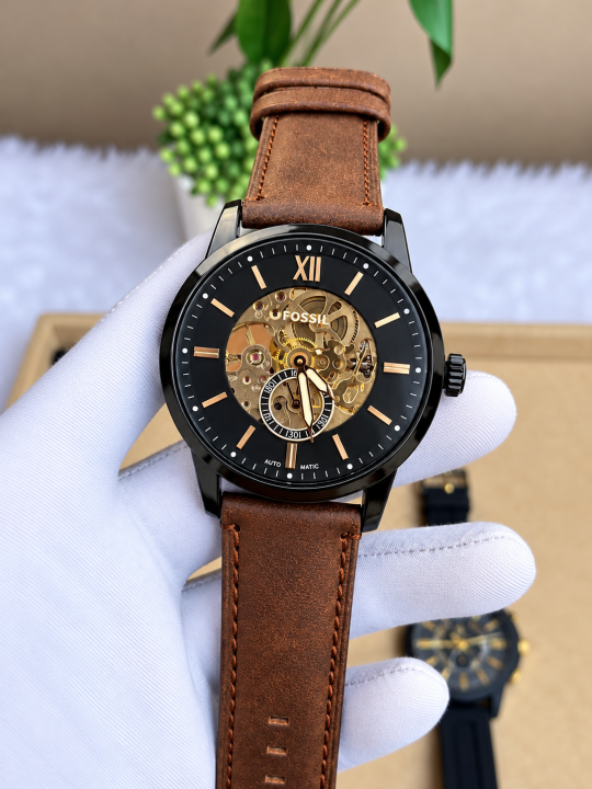 Fosil ME3155 Automatic Brown Leather Belt AT485
