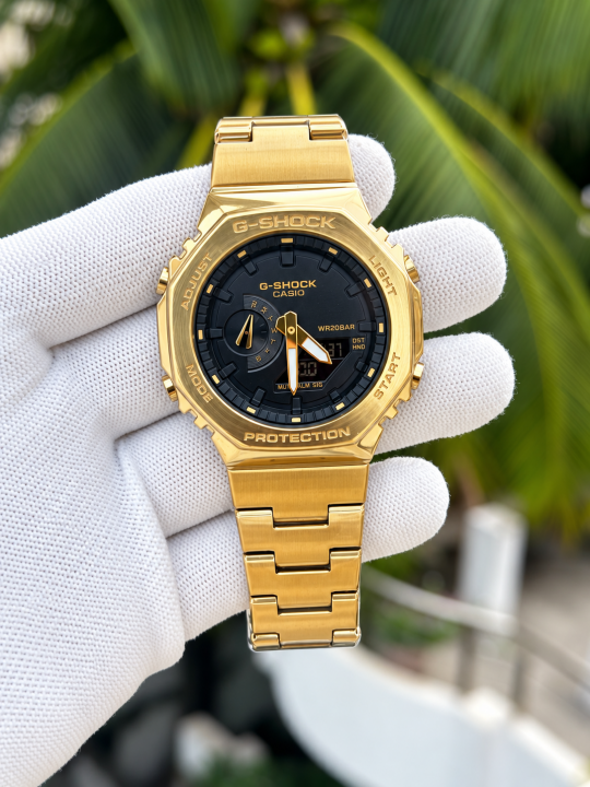 CASIO G-SHOCK B2100 METAL GOLD BLACK DIAL AT308