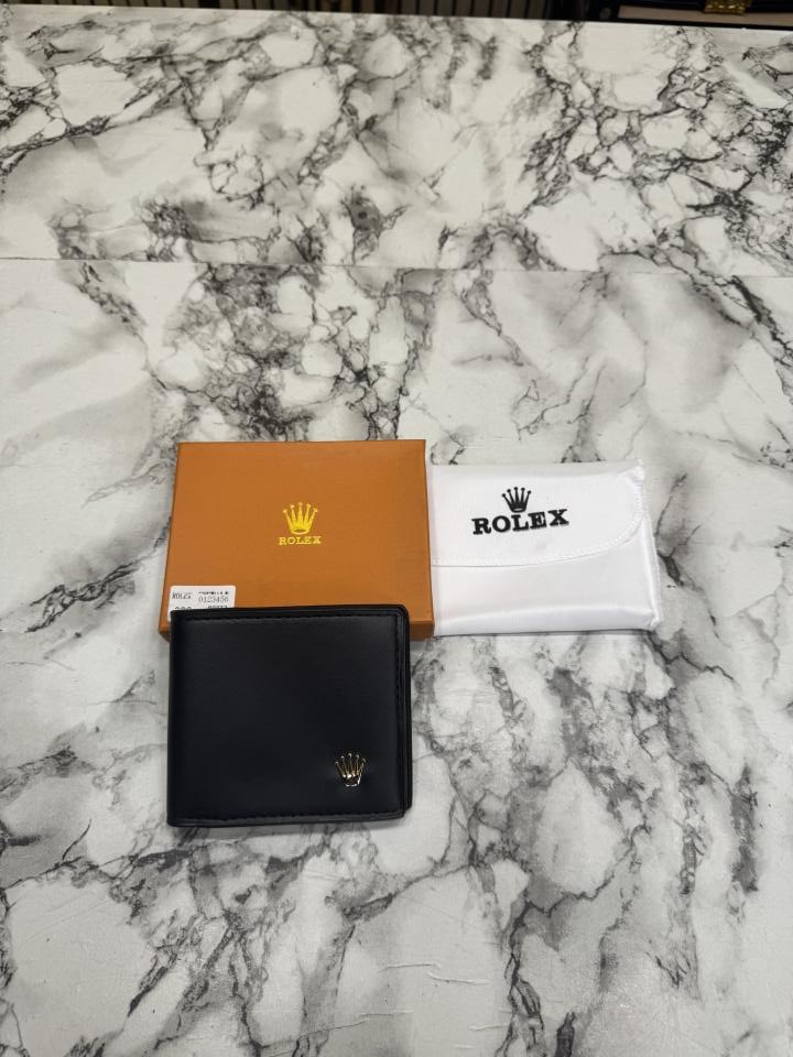 Rollex Bi-fold Leather Wallet With Box (Black-60223)