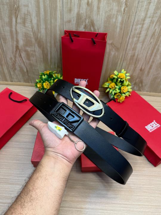 DIESE  2 Pcs Belt & Keychain Set With Brand Box & Carry Bag 1 & 2