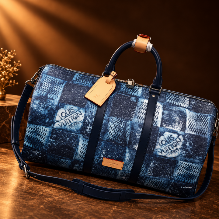 Louiis Vuitton LV Limited Edition Premium Unisex Duffle Bag With Dust Bag & Accessories (Ocean Blue - 683)