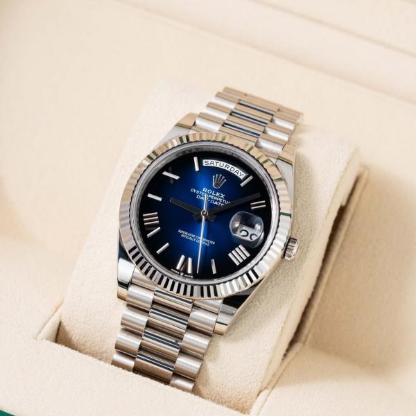 Rolee X Oyster Perpetual Day Date 40 Battery Silver Blue