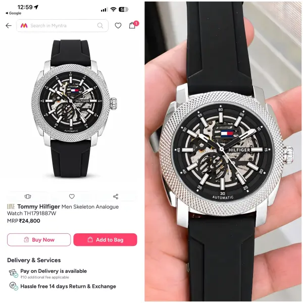 Tummy Hilfigee R Skeleton Automatic Watch