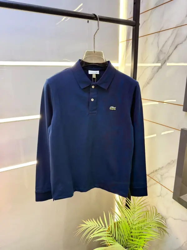Lacost Blue Polo Neck Full Sleeves Premium Collar T-shirt F5206-BU